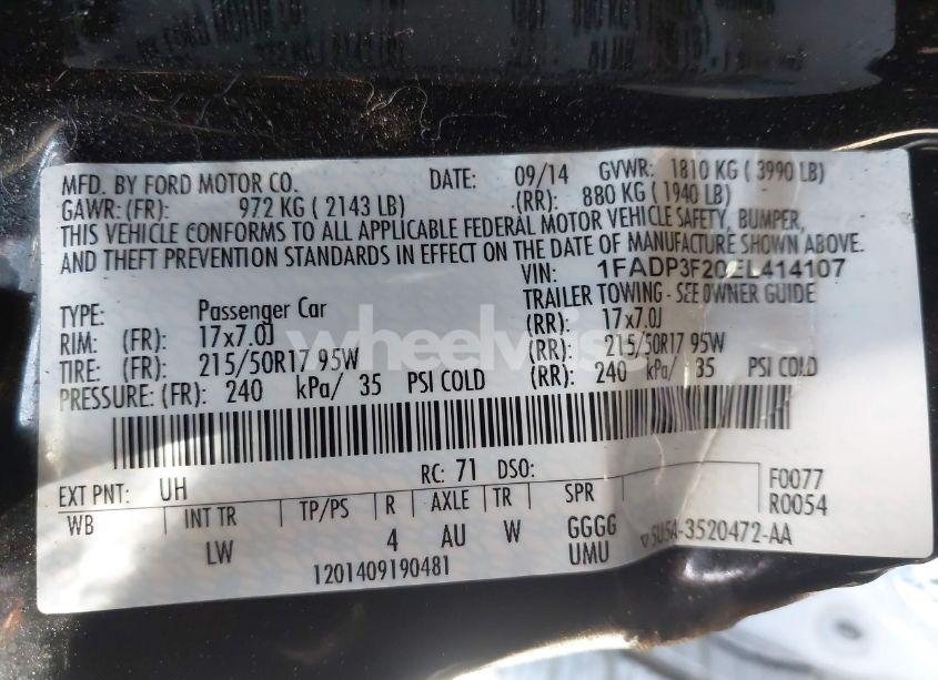 Photo 9 of 2014 Ford Focus SE (VIN 1FADP3F20EL414107)