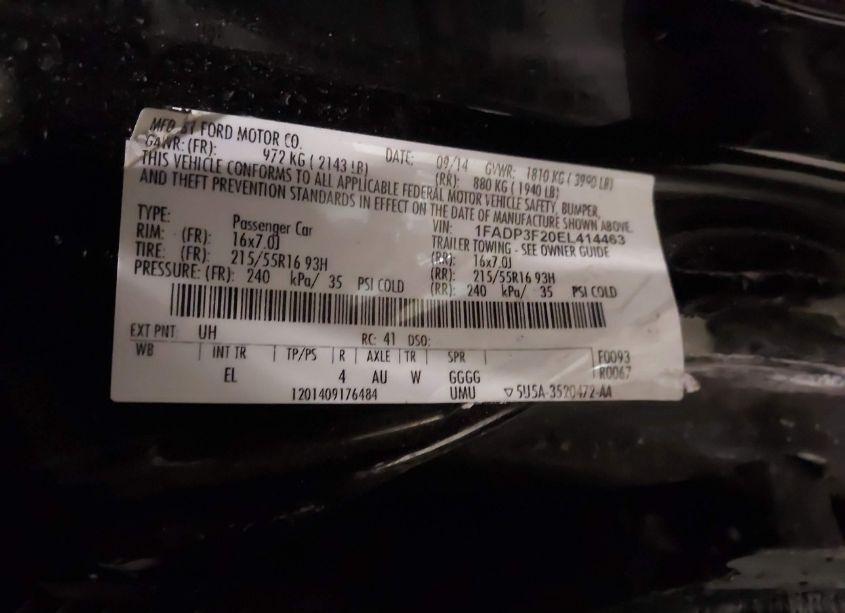 Photo 9 of 2014 Ford Focus SE (VIN 1FADP3F20EL414463)