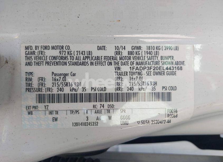 Photo 9 of 2014 Ford Focus SE (VIN 1FADP3F20EL443168)