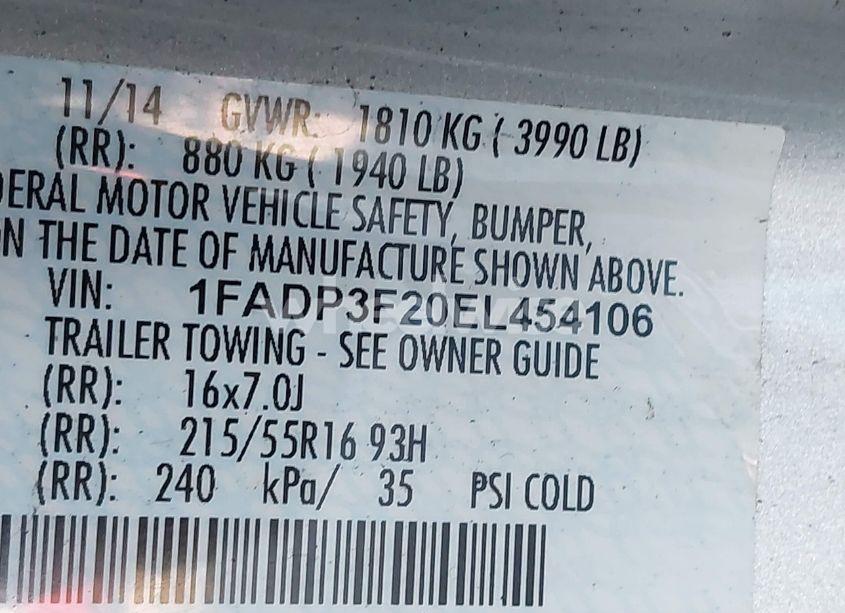 Photo 9 of 2014 Ford Focus SE (VIN 1FADP3F20EL454106)