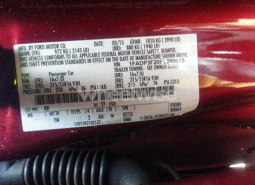 Photo 9 of 2015 Ford Focus SE (VIN 1FADP3F20FL260015)