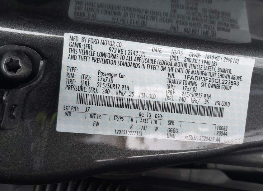 Photo 9 of 2016 Ford Focus SE (VIN 1FADP3F20GL223693)