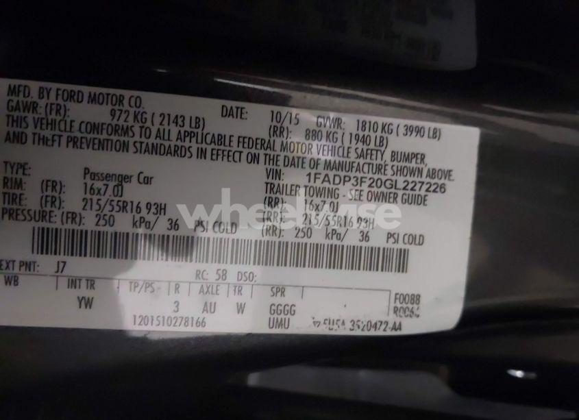 Photo 9 of 2016 Ford Focus SE (VIN 1FADP3F20GL227226)