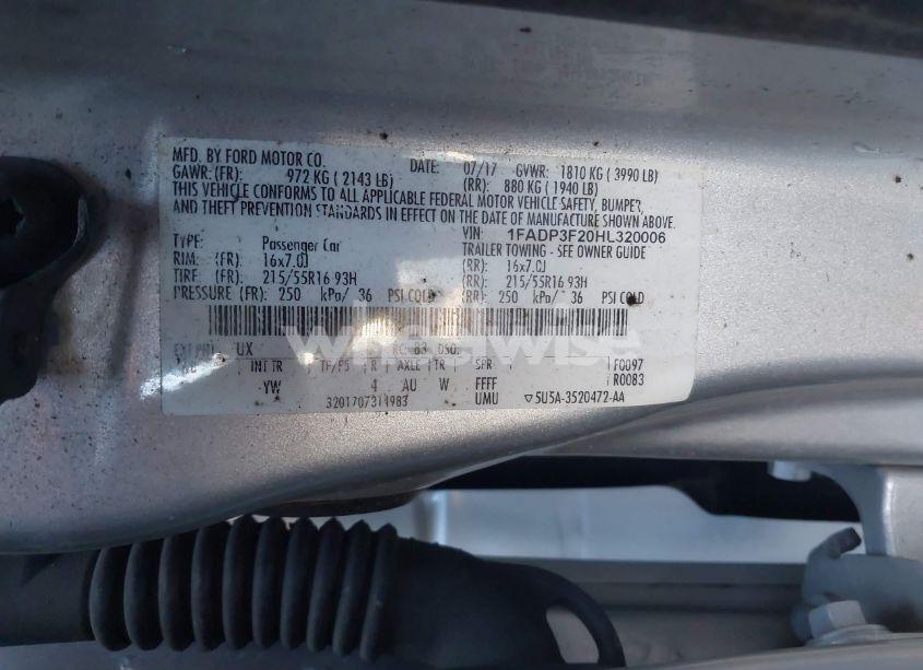 Photo 9 of 2017 Ford Focus SE (VIN 1FADP3F20HL320006)