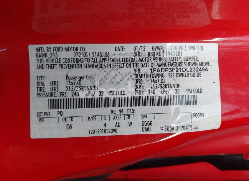 Photo 9 of 2013 Ford Focus SE (VIN 1FADP3F21DL232494)