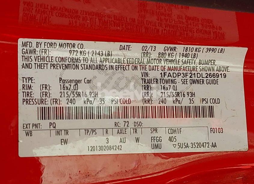 Photo 9 of 2013 Ford Focus SE (VIN 1FADP3F21DL266919)