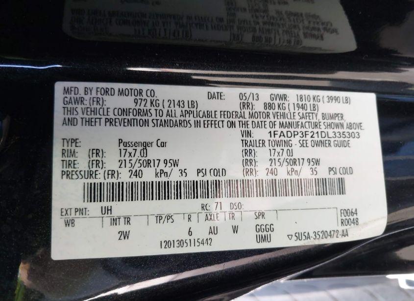 Photo 9 of 2013 Ford Focus SE (VIN 1FADP3F21DL335303)