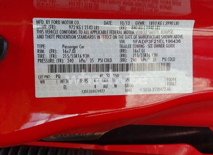 Photo 9 of 2014 Ford Focus SE (VIN 1FADP3F21EL196436)