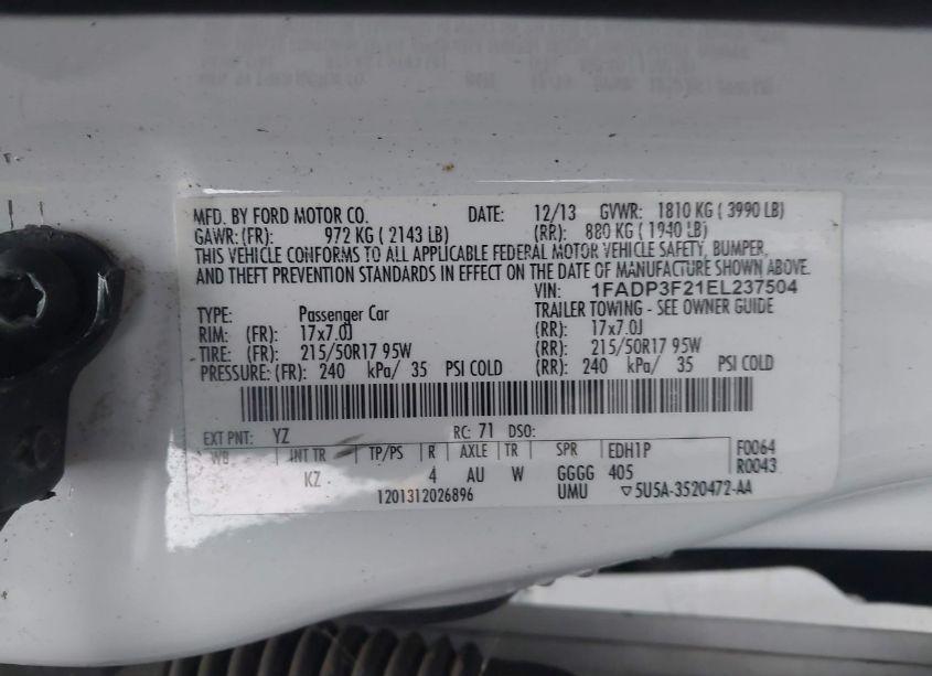 Photo 9 of 2014 Ford Focus SE (VIN 1FADP3F21EL237504)