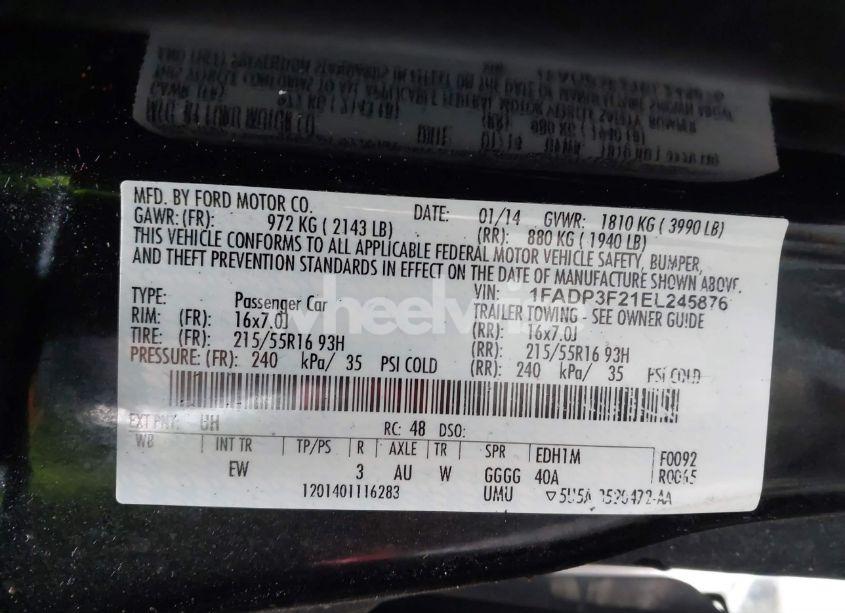 Photo 9 of 2014 Ford Focus SE (VIN 1FADP3F21EL245876)