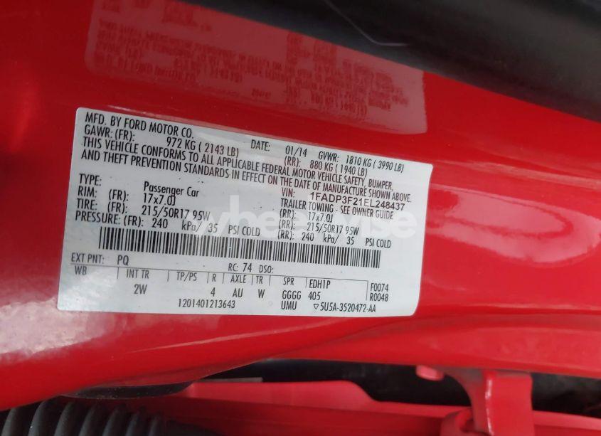 Photo 9 of 2014 Ford Focus SE (VIN 1FADP3F21EL248437)