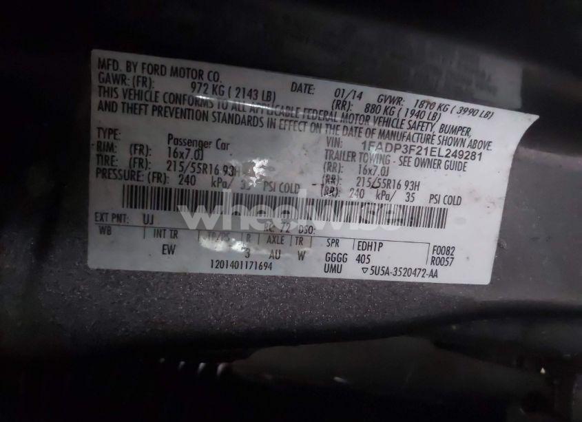 Photo 9 of 2014 Ford Focus SE (VIN 1FADP3F21EL249281)