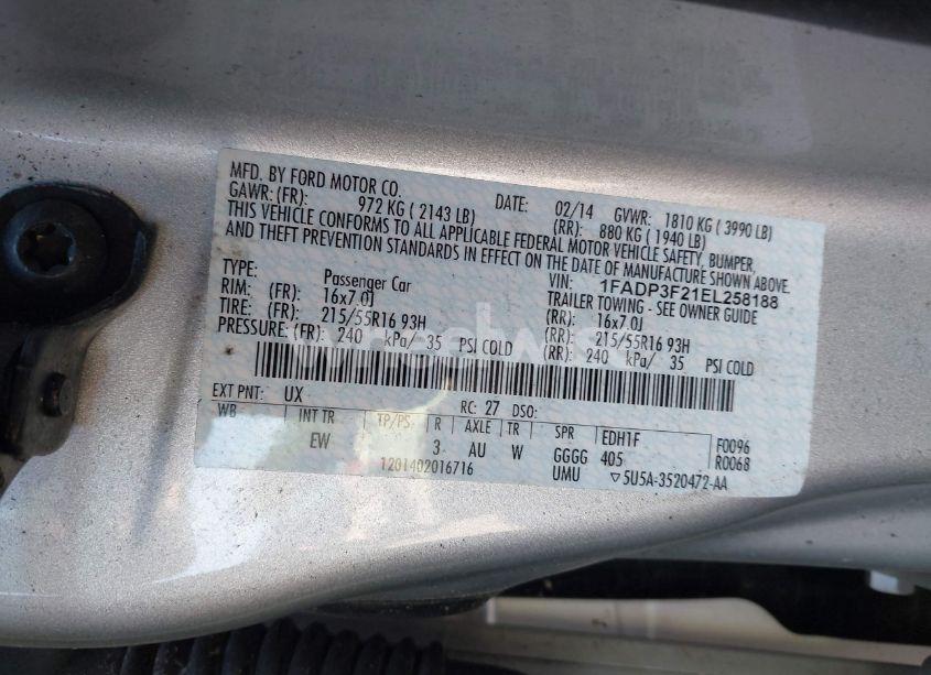 Photo 9 of 2014 Ford Focus SE (VIN 1FADP3F21EL258188)