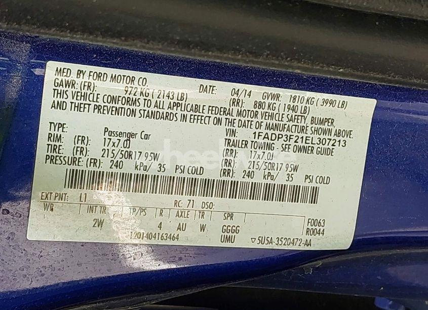 Photo 9 of 2014 Ford Focus SE (VIN 1FADP3F21EL307213)