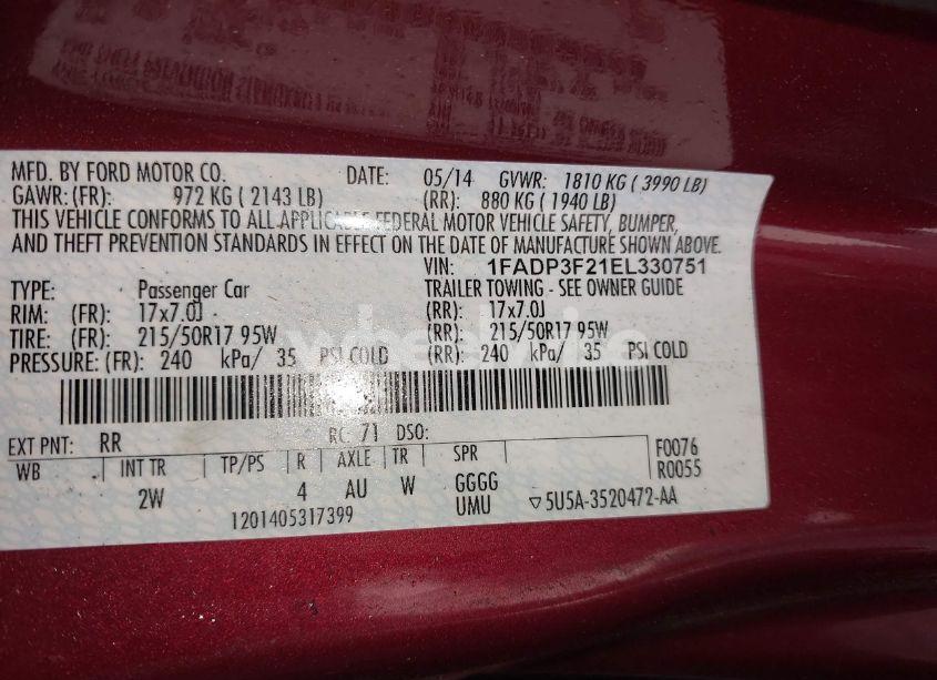 Photo 8 of 2014 Ford Focus SE (VIN 1FADP3F21EL330751)