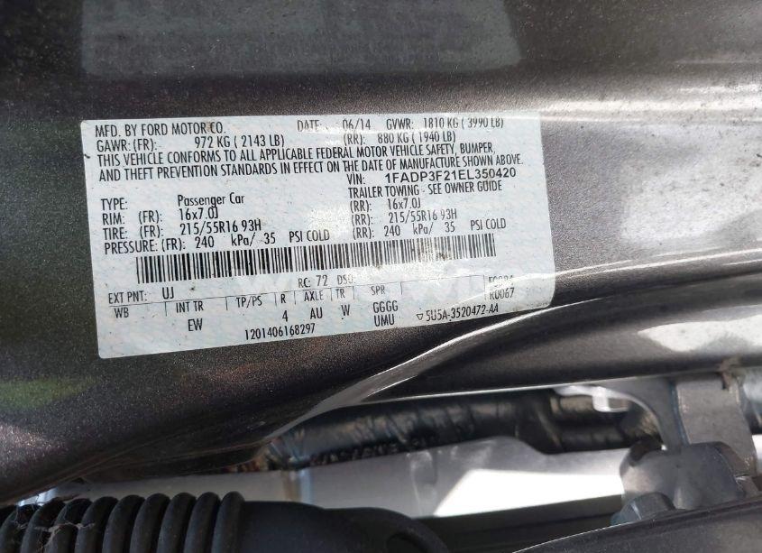 Photo 9 of 2014 Ford Focus SE (VIN 1FADP3F21EL350420)