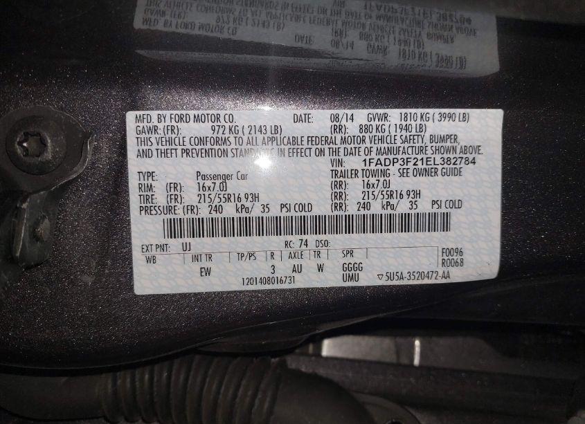 Photo 9 of 2014 Ford Focus SE (VIN 1FADP3F21EL382784)