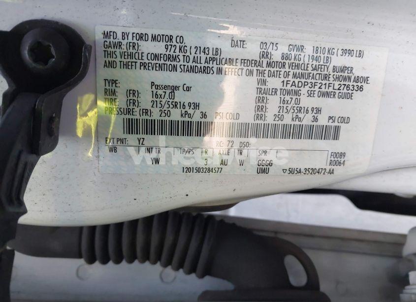 Photo 9 of 2015 Ford Focus SE (VIN 1FADP3F21FL276336)