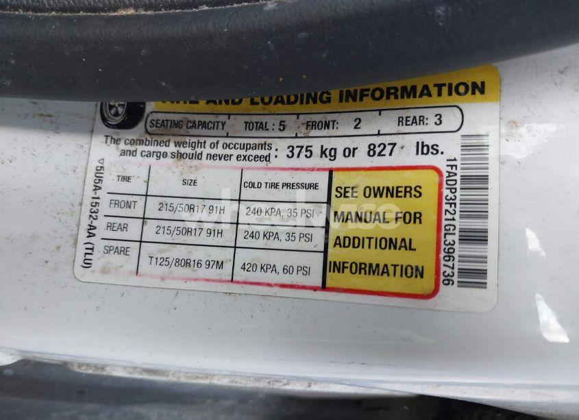 Photo 9 of 2016 Ford Focus SE (VIN 1FADP3F21GL396736)