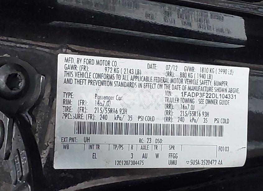 Photo 9 of 2013 Ford Focus SE (VIN 1FADP3F22DL104331)