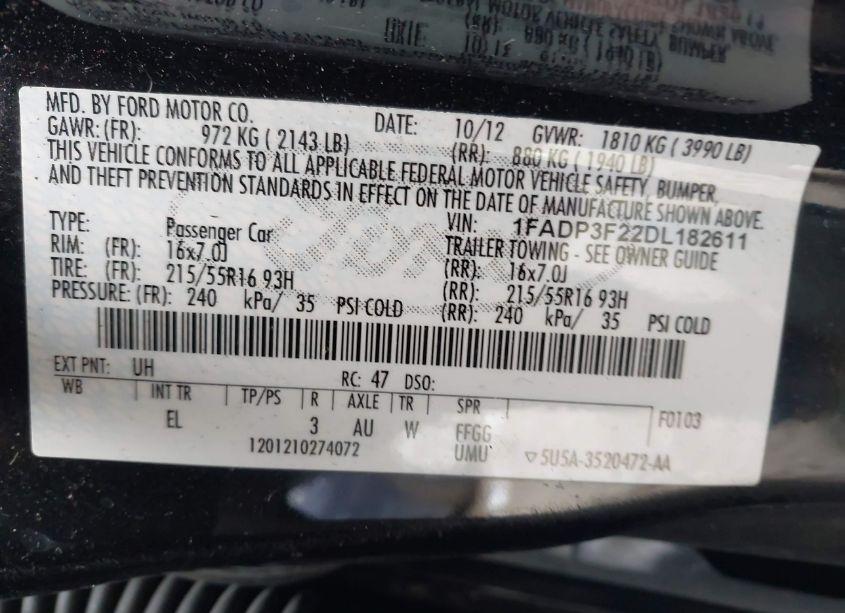 Photo 9 of 2013 Ford Focus SE (VIN 1FADP3F22DL182611)