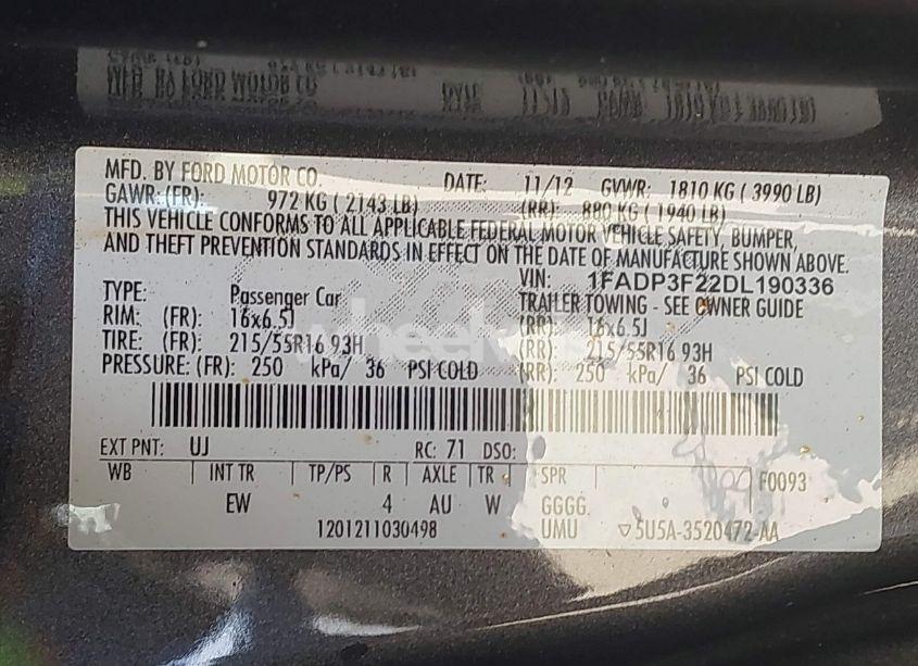 Photo 9 of 2013 Ford Focus SE (VIN 1FADP3F22DL190336)