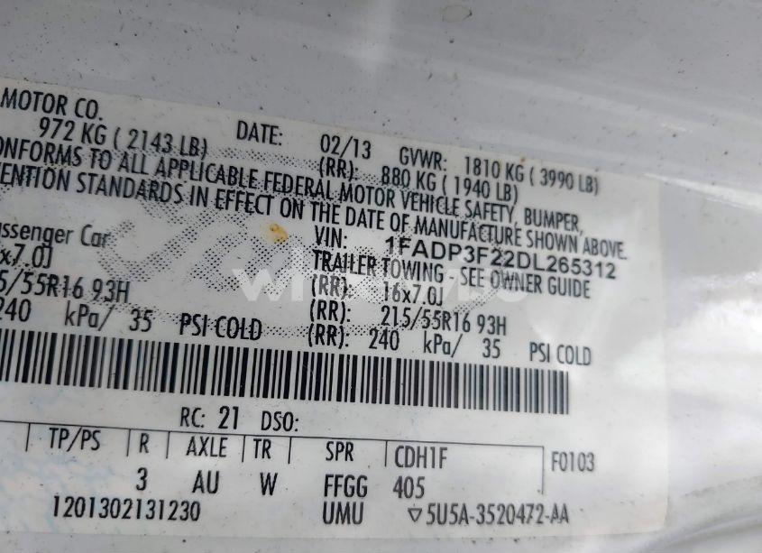 Photo 9 of 2013 Ford Focus SE (VIN 1FADP3F22DL265312)