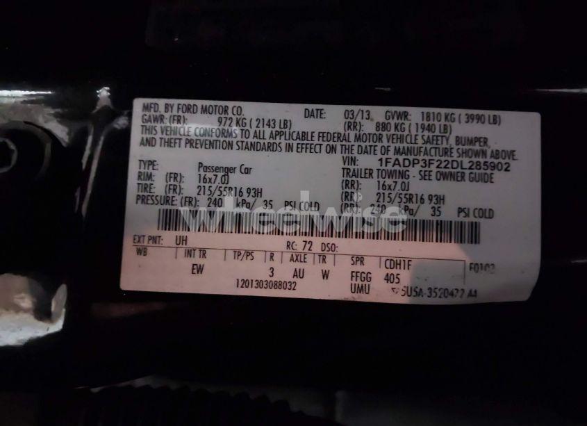 Photo 9 of 2013 Ford Focus SE (VIN 1FADP3F22DL285902)
