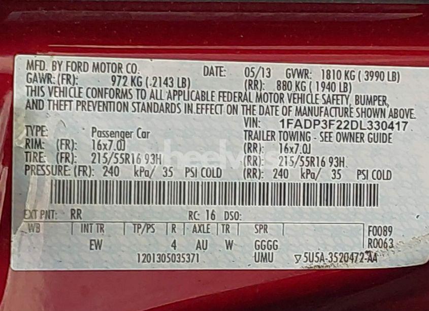 Photo 9 of 2013 Ford Focus SE (VIN 1FADP3F22DL330417)