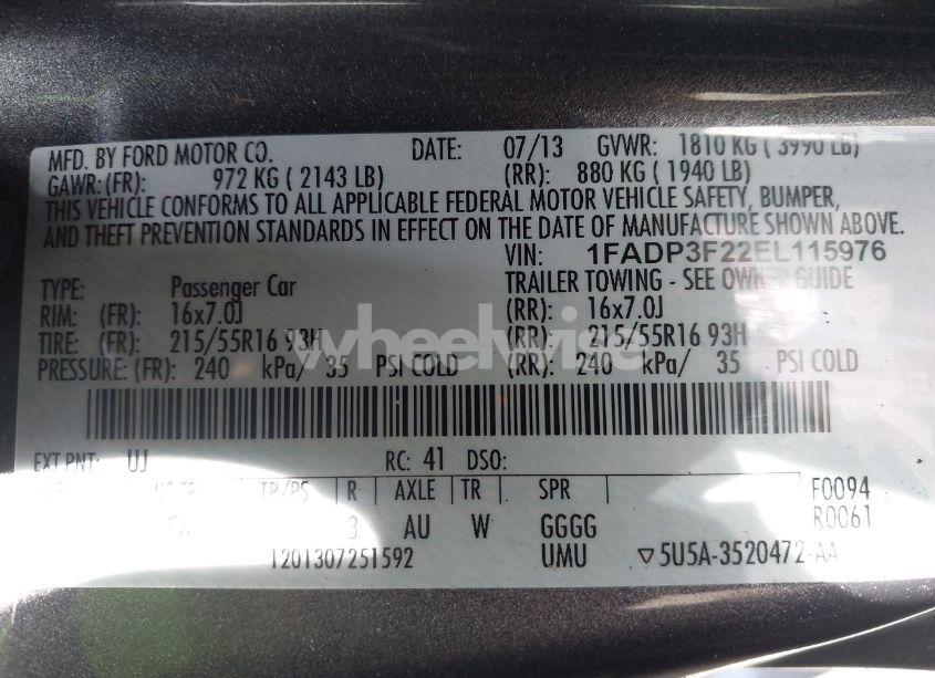 Photo 9 of 2014 Ford Focus SE (VIN 1FADP3F22EL115976)