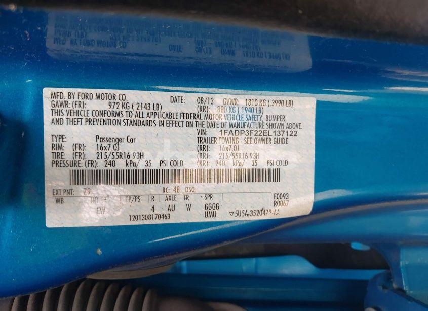 Photo 9 of 2014 Ford Focus SE (VIN 1FADP3F22EL137122)