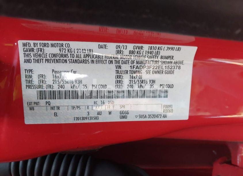 Photo 9 of 2014 Ford Focus SE (VIN 1FADP3F22EL152378)
