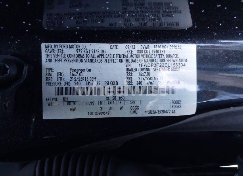 Photo 9 of 2014 Ford Focus SE (VIN 1FADP3F22EL156334)