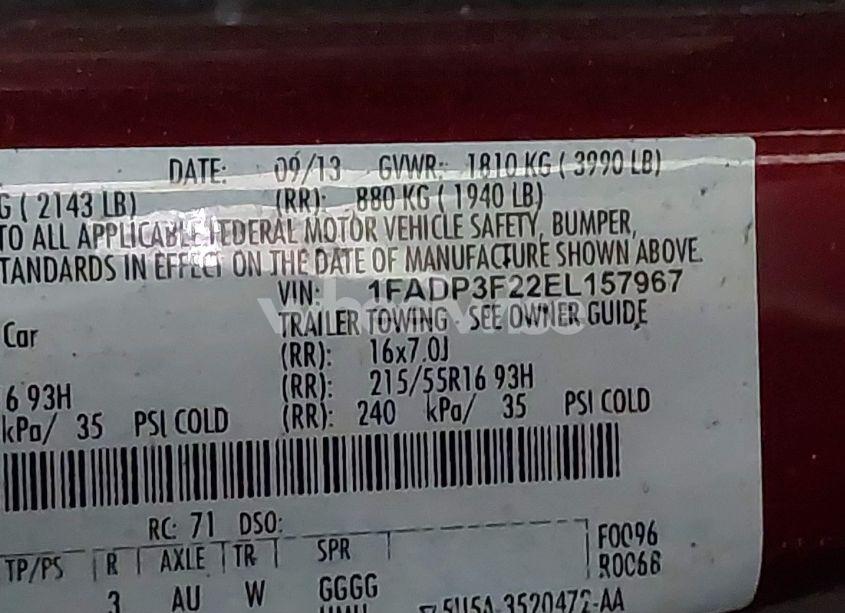 Photo 9 of 2014 Ford Focus SE (VIN 1FADP3F22EL157967)