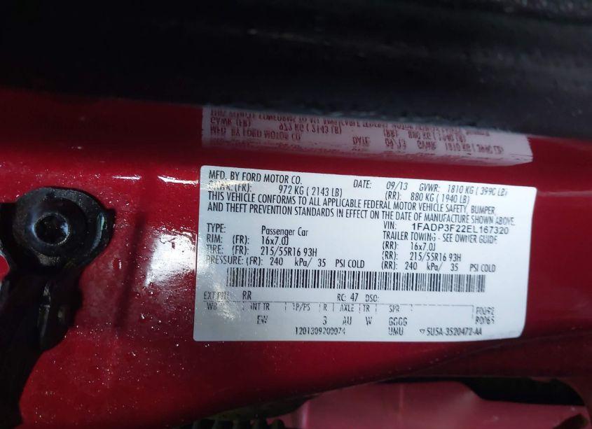 Photo 9 of 2014 Ford Focus SE (VIN 1FADP3F22EL167320)