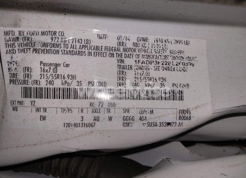 Photo 9 of 2014 Ford Focus SE (VIN 1FADP3F22EL260399)