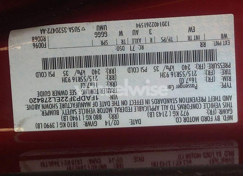 Photo 9 of 2014 Ford Focus SE (VIN 1FADP3F22EL278420)