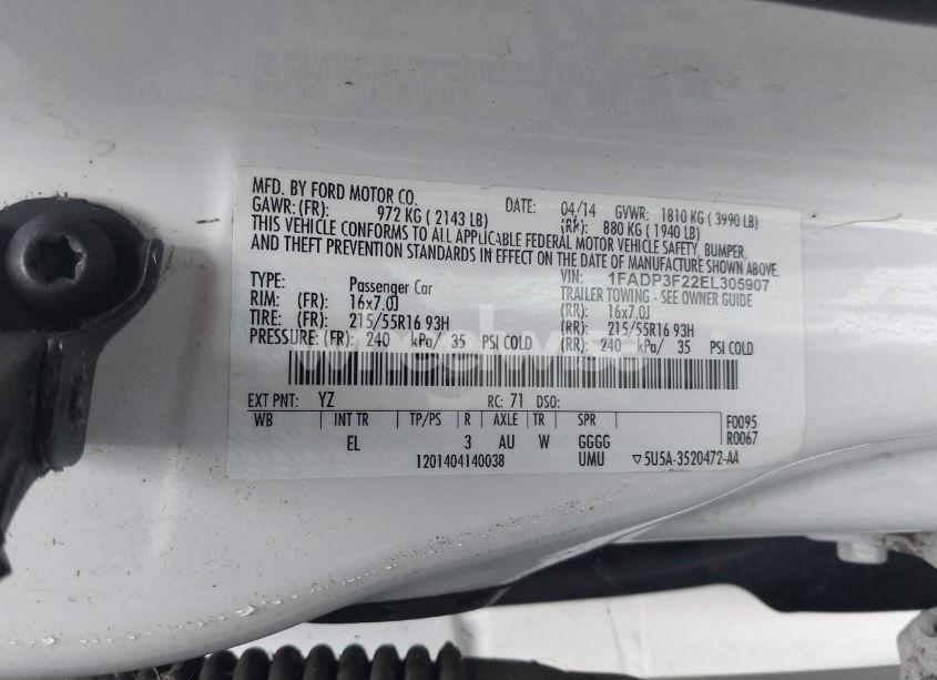 Photo 9 of 2014 Ford Focus SE (VIN 1FADP3F22EL305907)