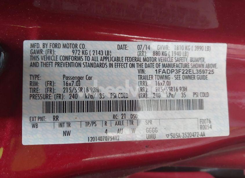 Photo 9 of 2014 Ford Focus SE (VIN 1FADP3F22EL359725)