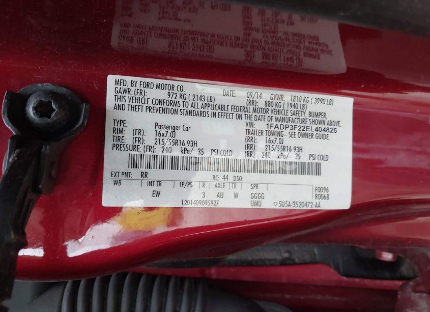 Photo 9 of 2014 Ford Focus SE (VIN 1FADP3F22EL404825)