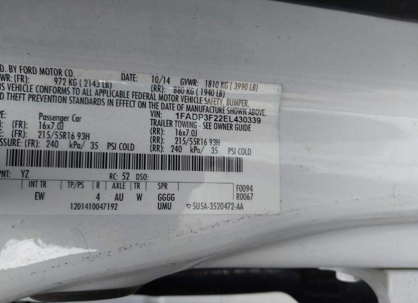 Photo 9 of 2014 Ford Focus SE (VIN 1FADP3F22EL430339)