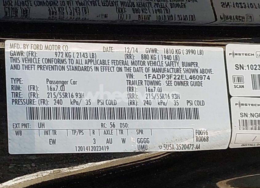 Photo 9 of 2014 Ford Focus SE (VIN 1FADP3F22EL460974)