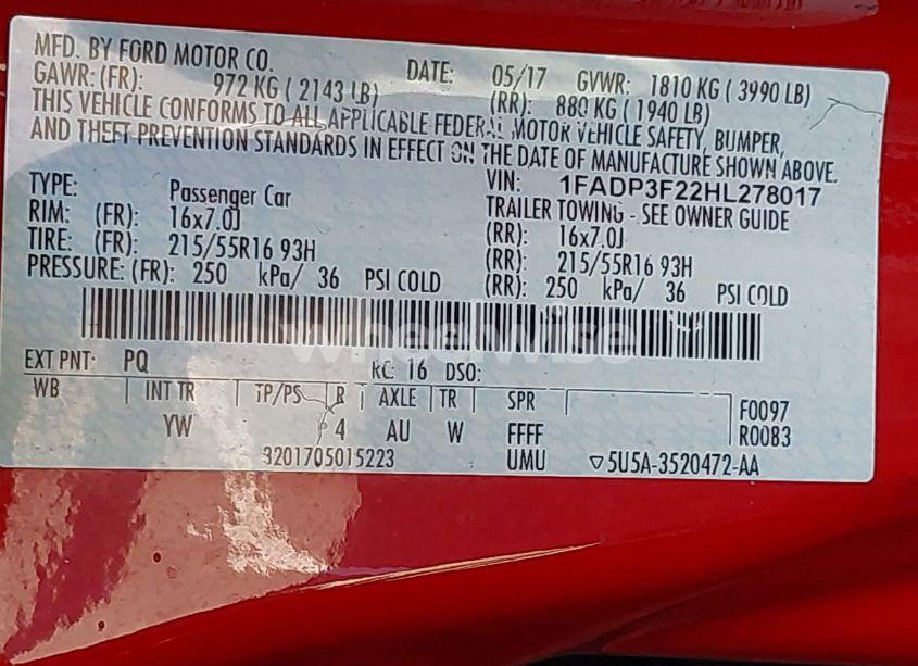 Photo 9 of 2017 Ford Focus SE (VIN 1FADP3F22HL278017)