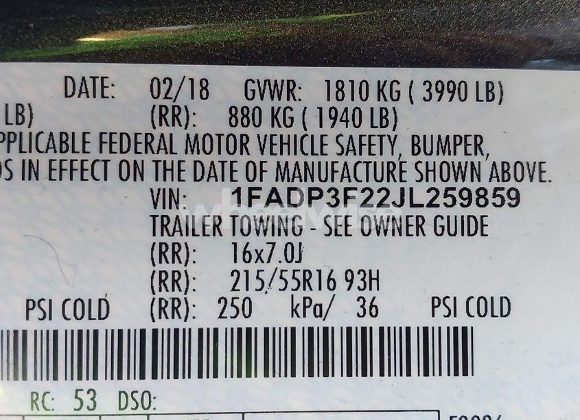 Photo 9 of 2018 Ford Focus SE (VIN 1FADP3F22JL259859)