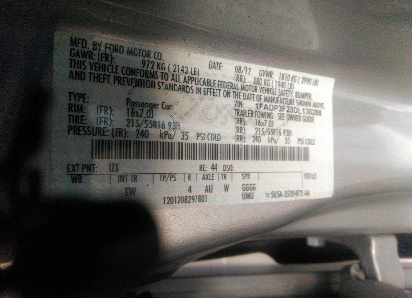 Photo 9 of 2013 Ford Focus SE (VIN 1FADP3F23DL130288)