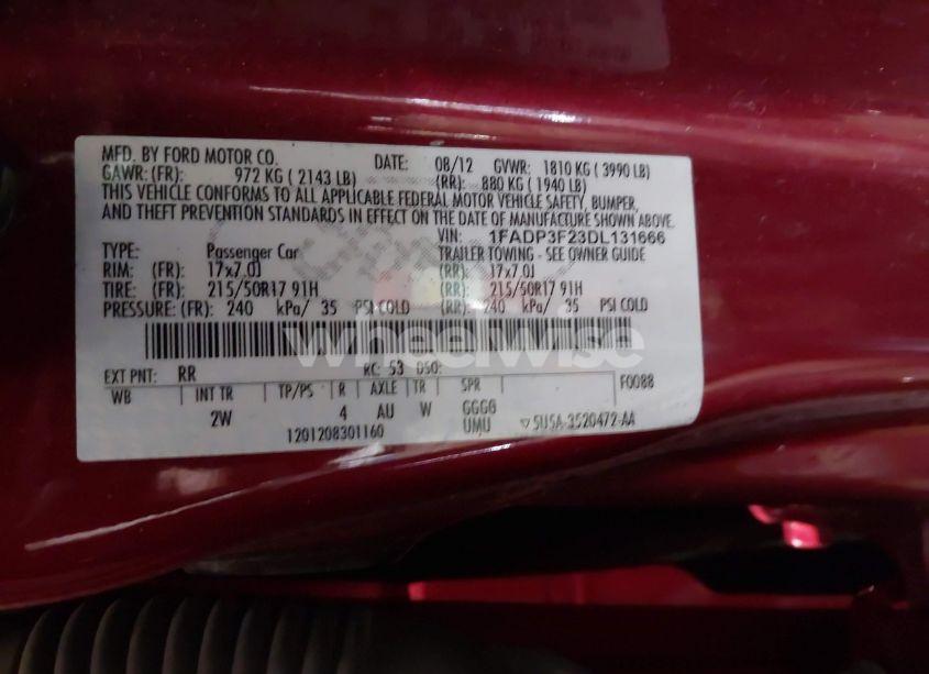Photo 9 of 2013 Ford Focus SE (VIN 1FADP3F23DL131666)