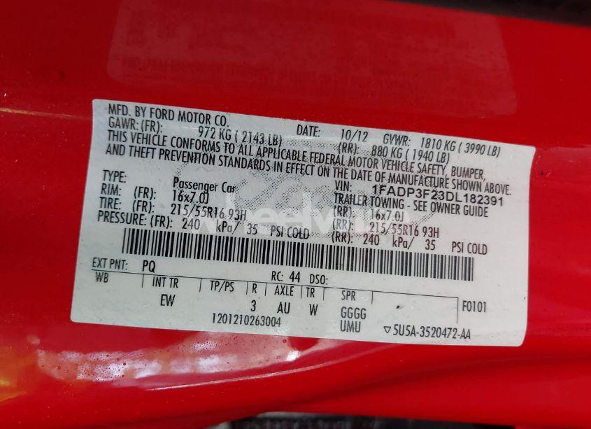 Photo 9 of 2013 Ford Focus SE (VIN 1FADP3F23DL182391)