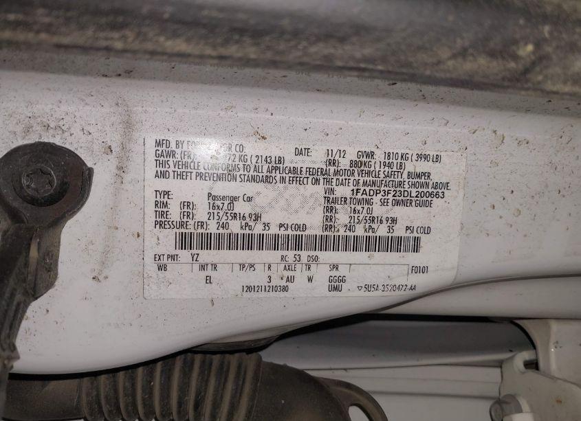 Photo 9 of 2013 Ford Focus SE (VIN 1FADP3F23DL200663)