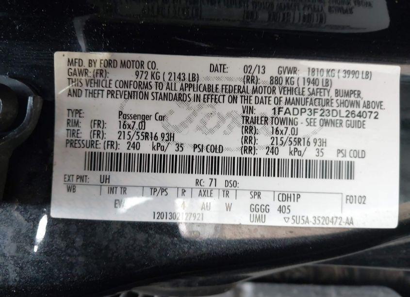 Photo 9 of 2013 Ford Focus SE (VIN 1FADP3F23DL264072)