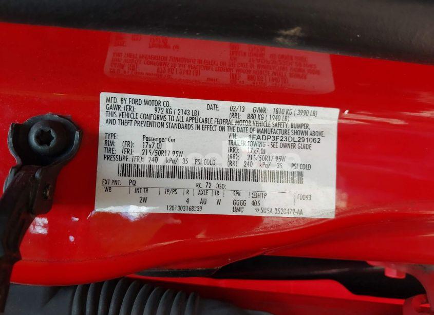 Photo 9 of 2013 Ford Focus SE (VIN 1FADP3F23DL291062)